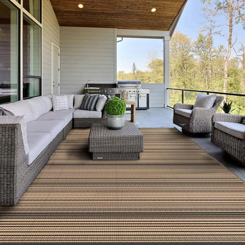 Outdoor Rug For Patio , 8'X10' Waterproof Rugs, Lightweight Plastic Straw Carpet, Reversible Mats For Camping, Porch, Deck, Rv,