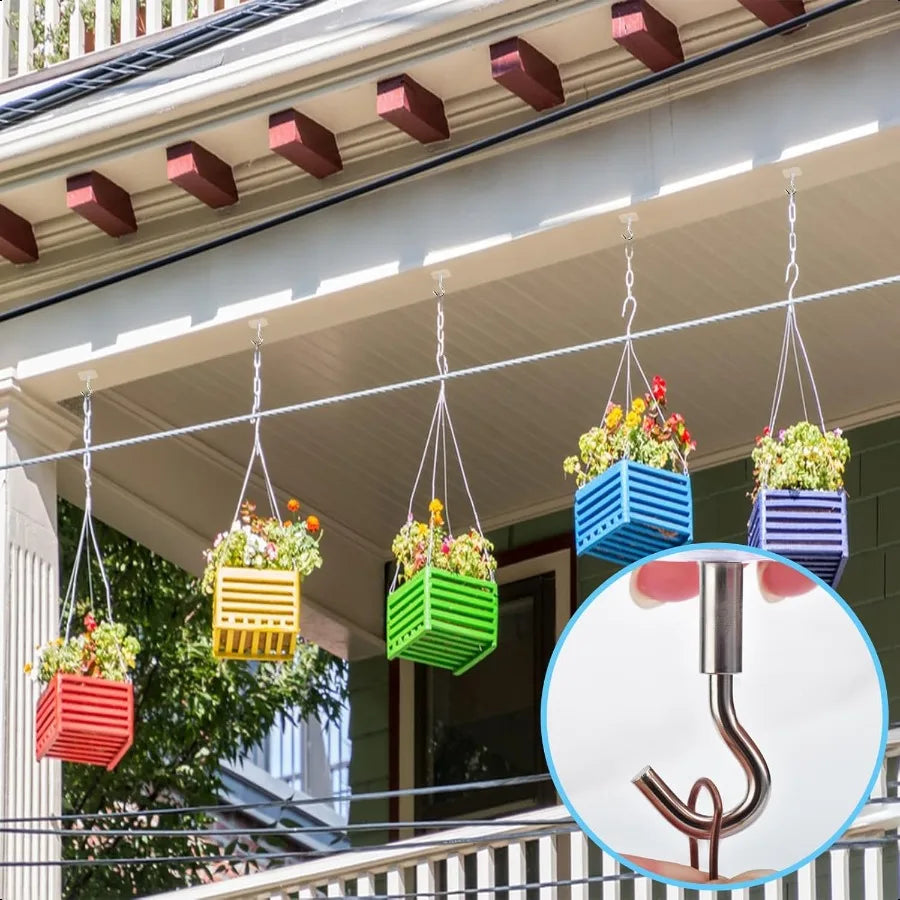 12 Pcs Adhesive Ceiling Hooks No Drilling Ceiling Hooks Outdoor Adhesive Hooks for Hanging Small Plants Wind Chimes Lanterns Ea