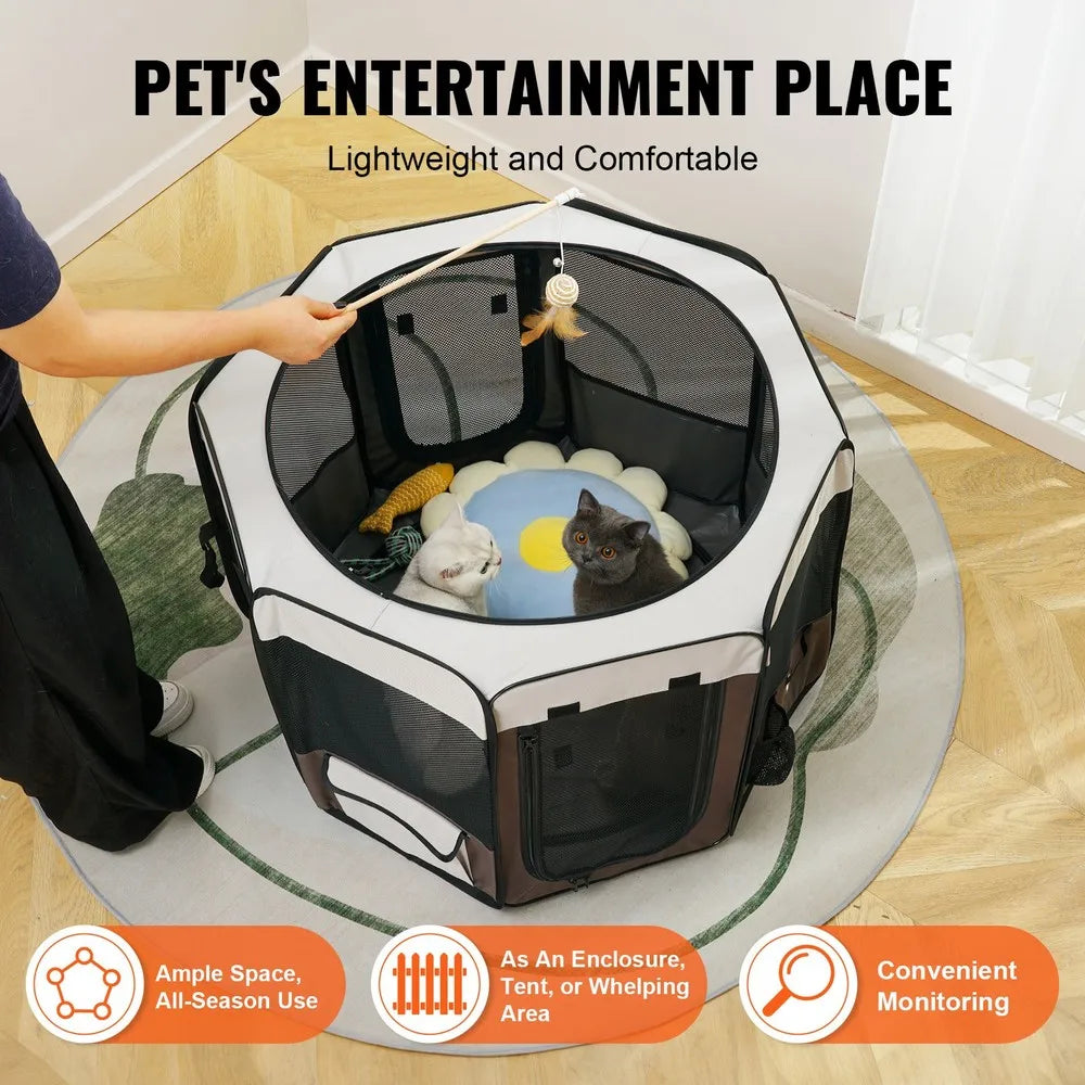 Foldable Pet Playpen 36 inch Portable Dog Playpen Crate Kennel for Cat