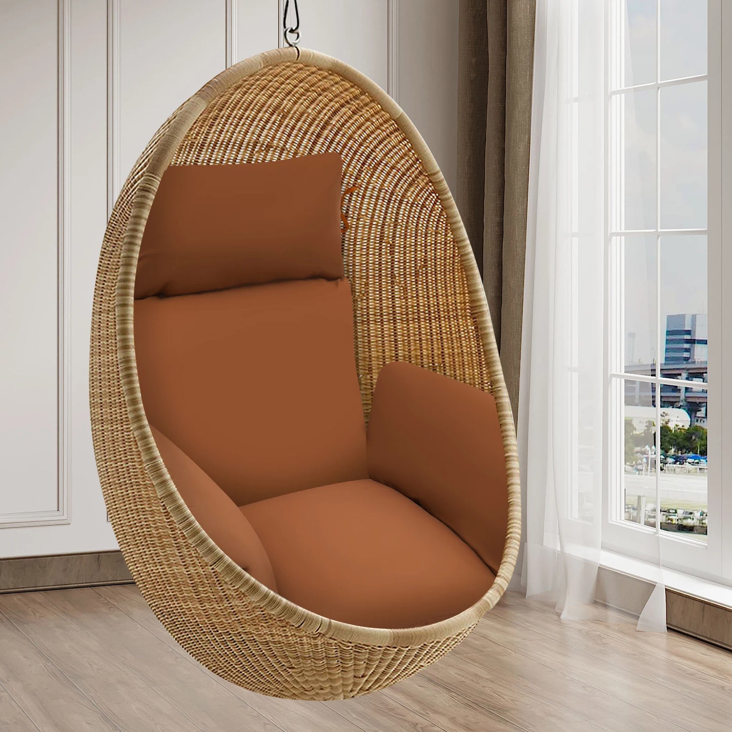 Thicken Hanging Egg Chair Cushion Detachable Hanging Basket Chair Cushion Egg Chair Cushion with Headrest for Patio Garden