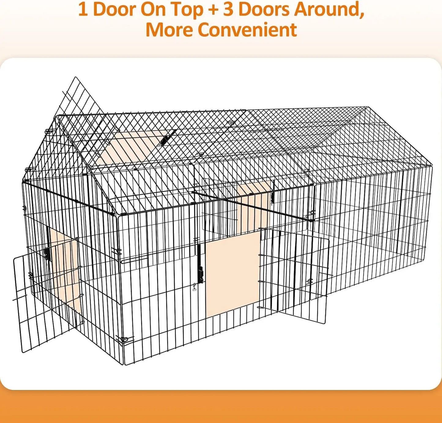 Metal Chicken Coop 86"×40"×39" Chicken Runs for Yard with Cover Playpen Enclosure Pen Kennel Duck CoopCage