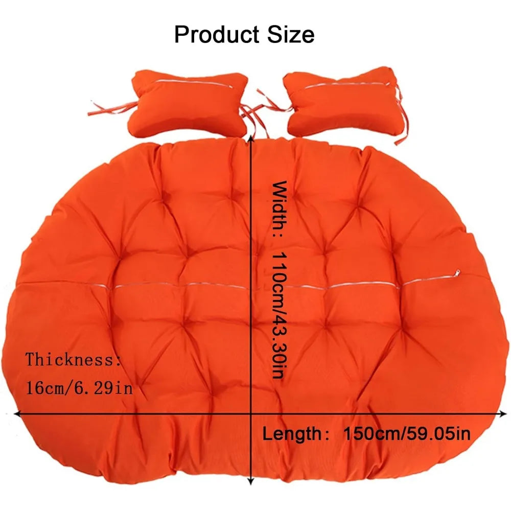 2 Persons Hammock Swing Chair Cushion, Double Egg Chair Pads Luxury Outdoor Patio Wicker Loveseat Hanging Swing Egg Chairs for