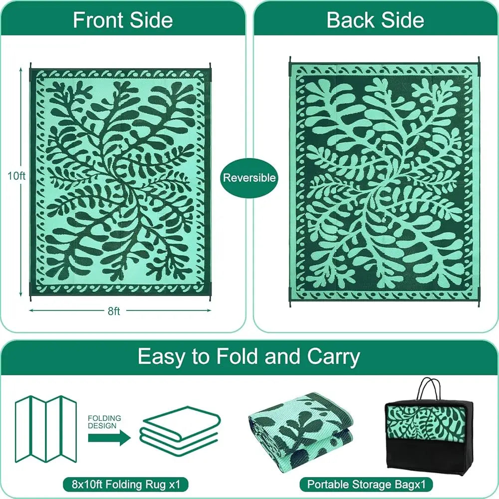 8X10 Outdoor Rug For Patios , Waterproof Camping Rug For Outside Rv, Reversible Plastic Straw Outside Rugs, Large Outdoor Area