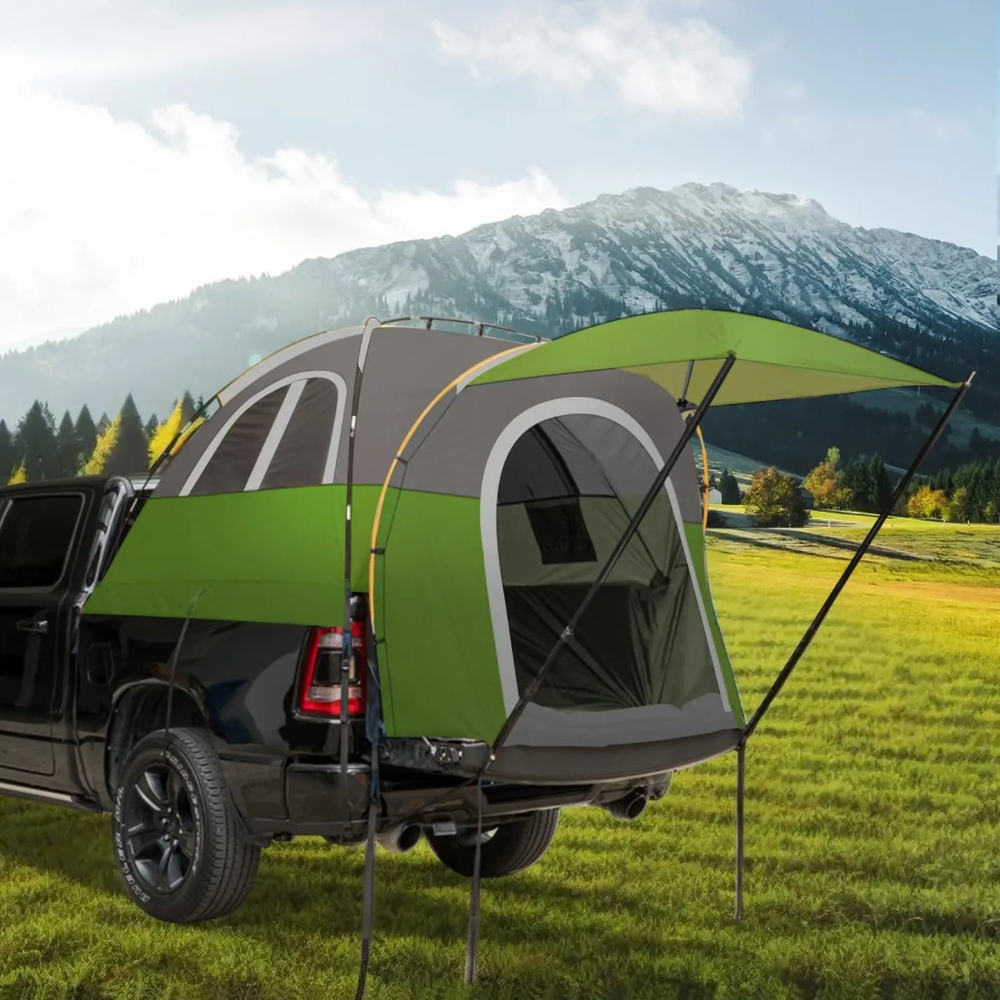 Truck Bed Tent PU3000mm RainProtection Pickup Truck Tents, Easy Set-up For 2 Person, Fits Full Size Short Bed, 5.5-5.8ft/ 6.4-6.