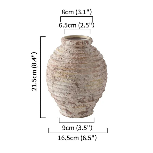 Retro Rough Clay Pottery Vase 21.5CM, Vintage Handmade Home Decor, Room Decoration
