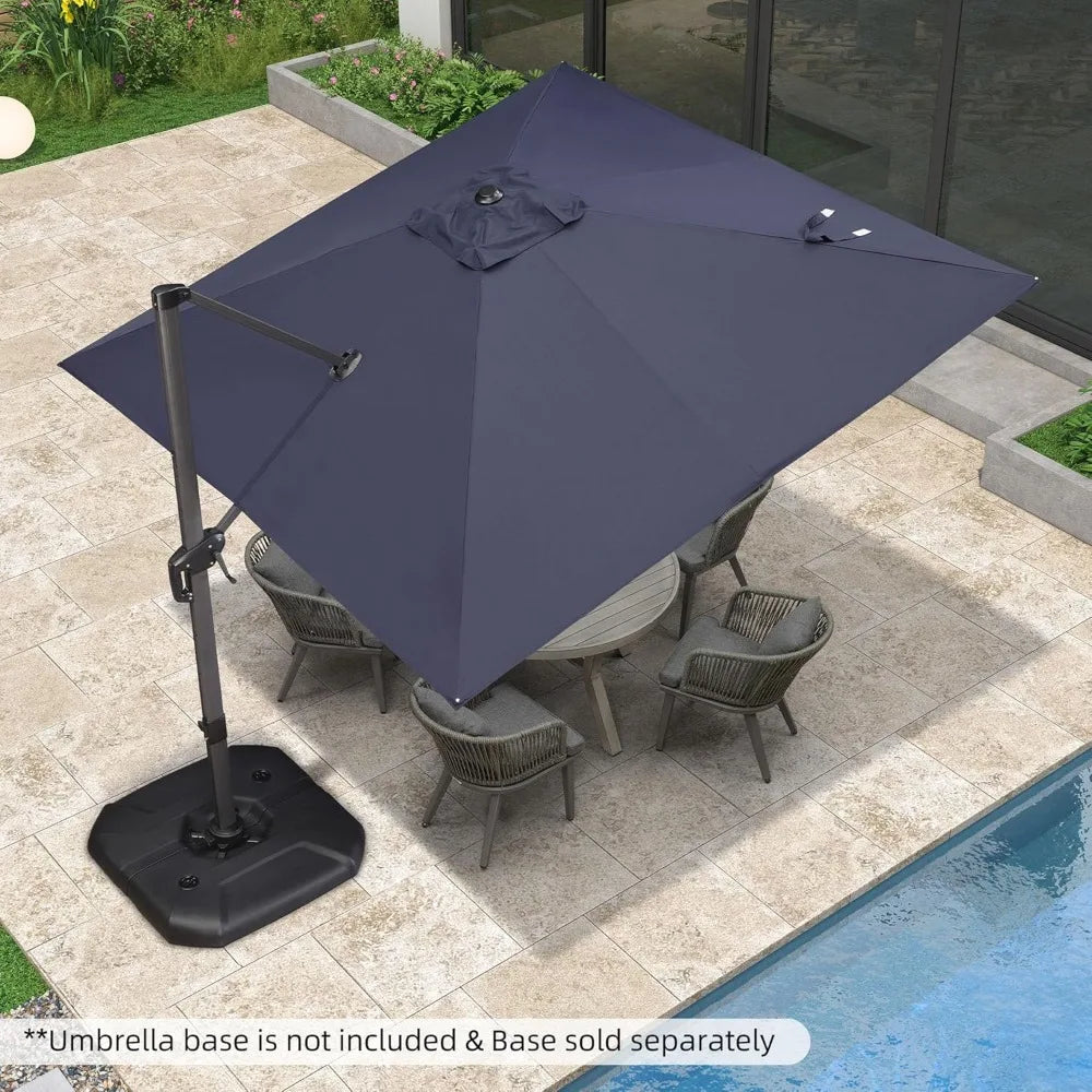 10 Feet Patio Umbrella Outdoor Cantilever Square Umbrella Aluminum Offset Umbrella with 360-degree Rotation for Garden Deck Poo