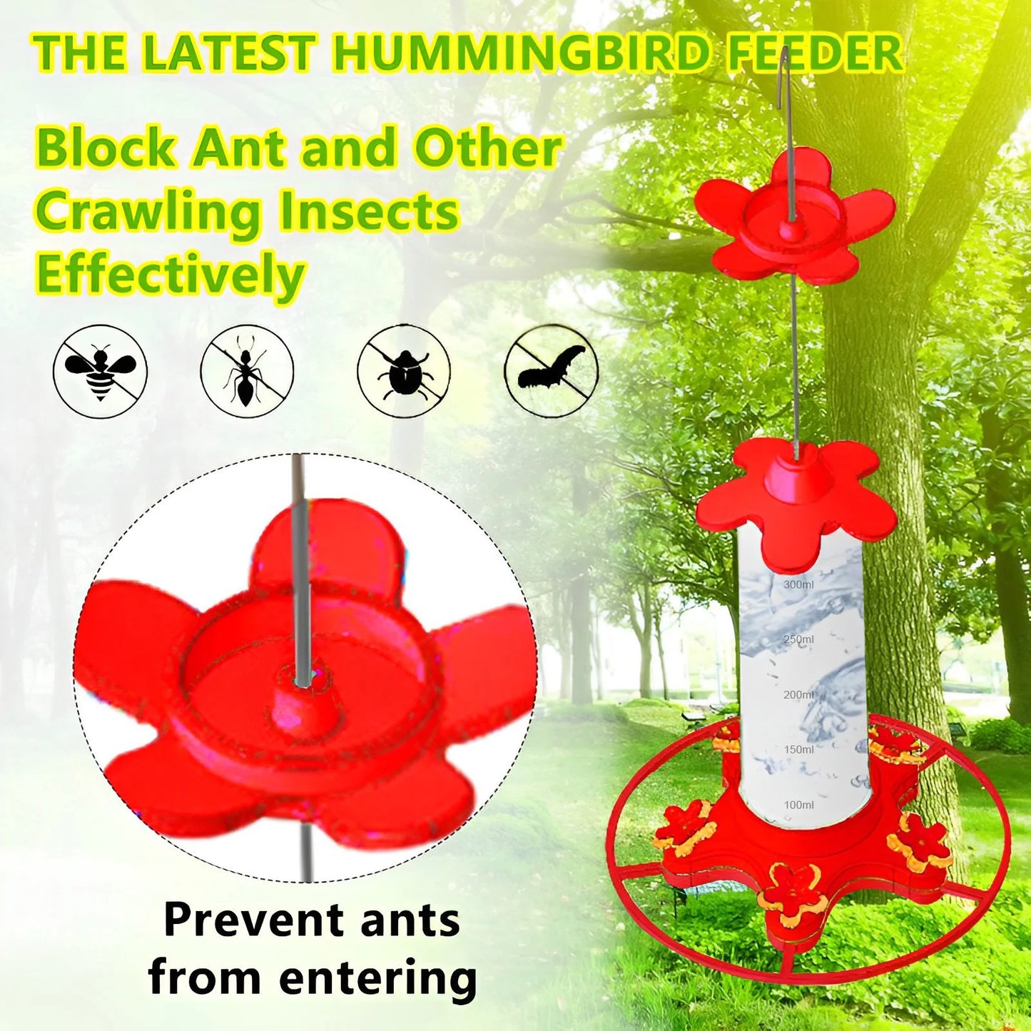 Hummingbird Water Feeders Hanging Garden Hummingbird Drinker Anti-ants Leakproof Easy To Clean Birds Feeding Supplies