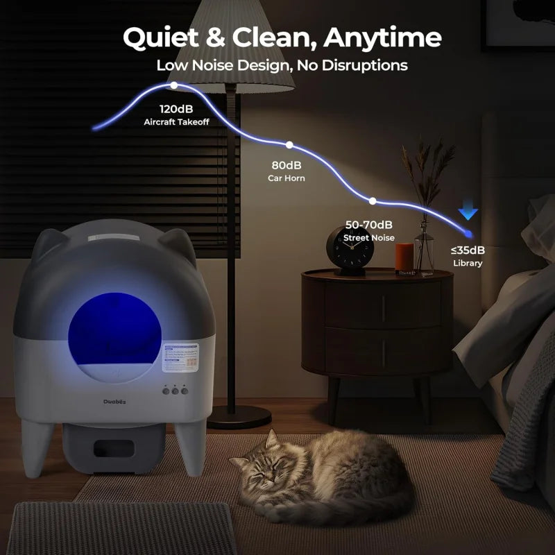 Automatic Self Cleaning Litter Box XXL for Multiple Cats APP Controlled Smart Sensors Odor Free Safety Protection Low Noise