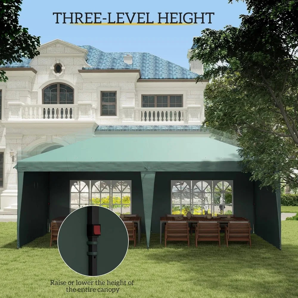 10' x 20' Pop Up Canopy Tent with 4 Sidewalls, Heavy Duty Tents for Parties, Outdoor Instant Gazebo with Carrying Bag for Garde