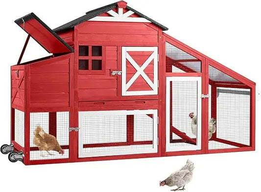 Large Chicken Coop for Outdoor with Nest Box and Removable Tray, Hen House Waterproof for 2-6 Chickens, Outdoor Poultry Cage wit