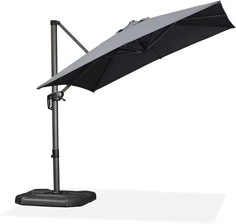 10 Feet Patio Umbrella Outdoor Cantilever Square Umbrella Aluminum Offset Umbrella with 360-degree Rotation for Garden Deck Poo