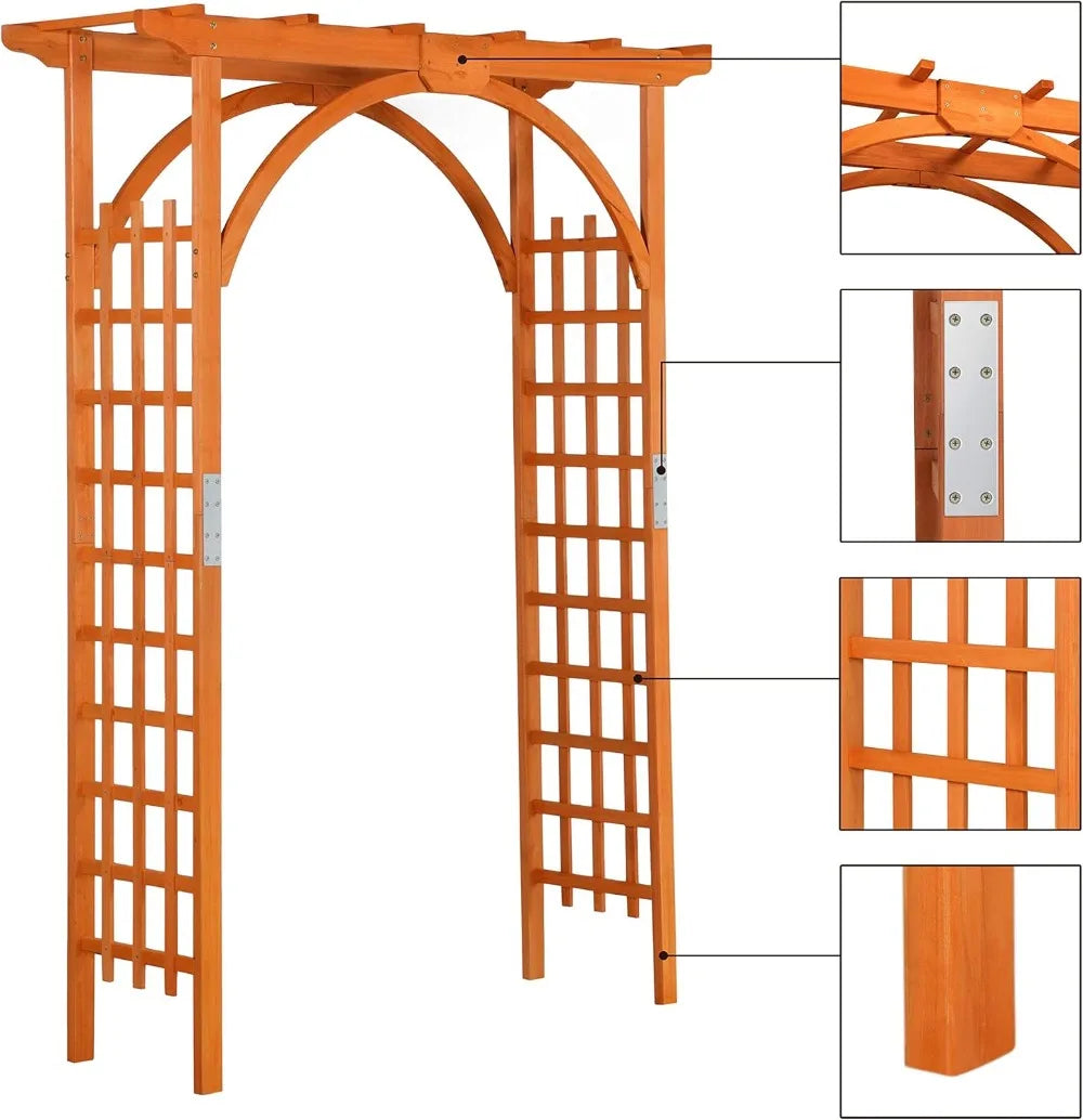 85in Wooden Garden Trellis Horticulture Garden Arch Arbor for Climbing Planting Plant Stand in Garden Yard Outdoor, Brown